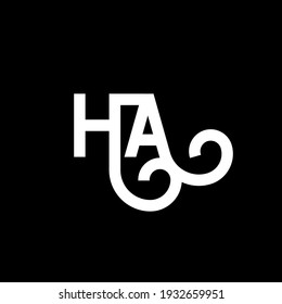 HA letter logo design on black background. HA creative initials letter logo concept. ha letter design. HA white letter design on black background. H A, h a logo