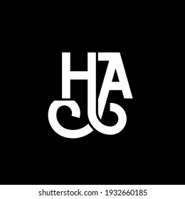 HA letter logo design on black background. HA creative initials letter logo concept. ha letter design. HA white letter design on black background. H A, h a logo