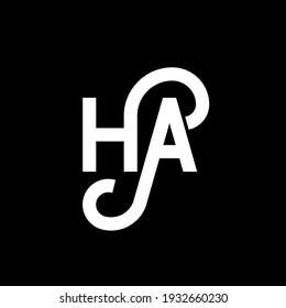 HA letter logo design on black background. HA creative initials letter logo concept. ha letter design. HA white letter design on black background. H A, h a logo