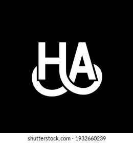 HA letter logo design on black background. HA creative initials letter logo concept. ha letter design. HA white letter design on black background. H A, h a logo