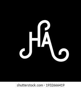 HA letter logo design on black background. HA creative initials letter logo concept. letter design. HA white letter design on black background. 