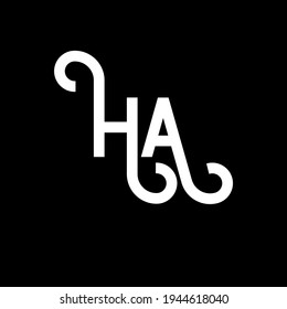 HA letter logo design on black background. HA creative initials letter logo concept. ha letter design. HA white letter design on black background. H A, h a logo