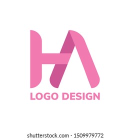 HA Letter Logo Design with Pink Color