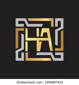 HA Letter logo initial capital monogram with abstract ornament