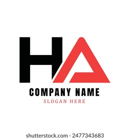 HA letter logo template design on simple white background with red color. HA letter logo. HA Letter Logo Design. HA Letter Logo Template. Vector EPS 10.