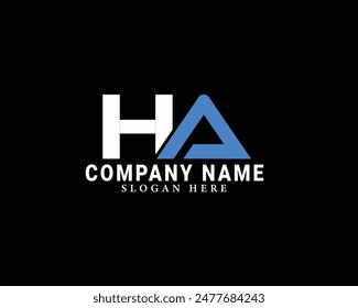 HA letter logo template design on simple back background with dark blue color. HA letter logo. HA Letter Logo Design. HA Letter Logo Template. Vector EPS 10.