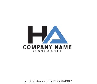 HA letter logo template design on simple white background with dark blue color. HA letter logo. HA Letter Logo Design. HA Letter Logo Template. Vector EPS 10.