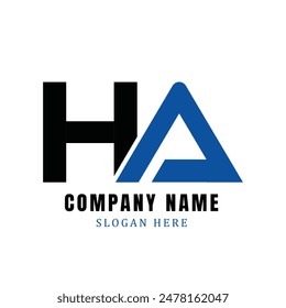 HA letter logo template design on simple white background with dark blue color. HA letter logo. HA Letter Logo Design. HA Letter Logo Template. Vector EPS 10.