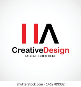 HA Letter Logo Vector in Black and Red Colors. Creative Modern for Business and Company.