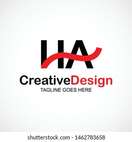 HA Letter Logo Vector in Black and Red Colors. Creative Modern for Business and Company.
