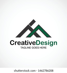 HA Letter Logo Vector in Black and Green Colors with Mountain Concept Logo. Creative Modern for Business and Company.