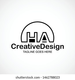 HA Letter Logo Vector in Black Colors with Line Art Concept Creative Modern for Business and Company.