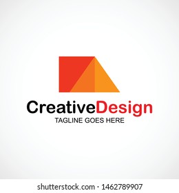 HA Letter Logo Vector in Orange Colors with Square and Triangle Shape. Creative Modern for Business and Company.
