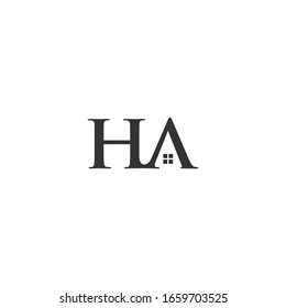 HA letter logo with a window symbol. logos for real estate companies