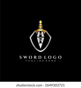 Letra HA monograma de luxo para imagem estilo escudo e espada