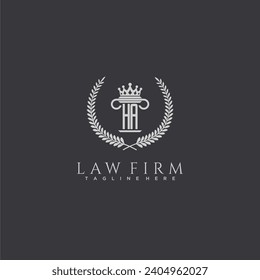 HA letter monogram logo for lawfirm with pillar  crown image design
