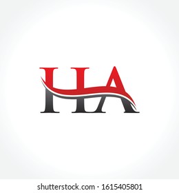 HA Logo Design vector Template Red Black With White Background. Initial HA Vector Illustration