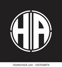 HA Logo initial with circle line cut design template