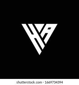 HA Logo letter monogram with triangle shape design template isolated on black background