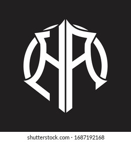 HA Logo monogram with emblem and circle rounded design template