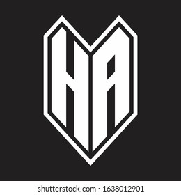 HA Logo monogram with emblem line style isolated on black background