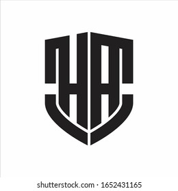 HA-Logo-Monogramm mit Emblem-Schild-Design einzeln auf weißem Hintergrund