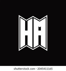 HA Logo monogram with emblem style design template on black background