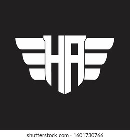 HA Logo monogram with emblem and wings element design template