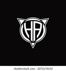 HA Logo monogram isolated with circle shape and three arrow design template