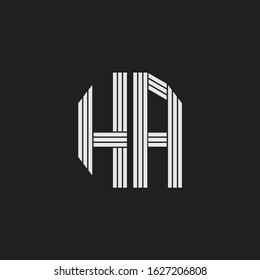 HA Logo monogram with outline style linked isolated on black background