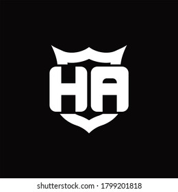 HA Logo monogram with shield around crown shape design template