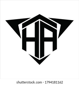 HA Logo monogram with wings arrow around design template on white background