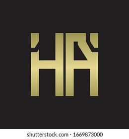 HA Logo with squere shape design template with gold colors