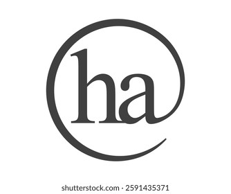 HA logo from two letter with circle shape email sign style. H and A round logotype of business company for brand identity.