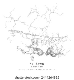 Ha Long,Vietnam Urban detail Streets Roads Map  ,vector element template image for marketing ,product ,wall art and poster prints.