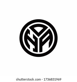 HA monogram logo with circle outline design template isolated on white background
