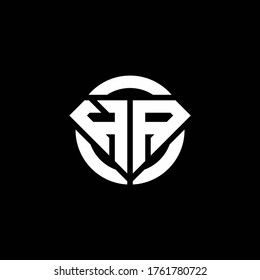 HA monogram logo with diamond shape and ring circle rounded design template