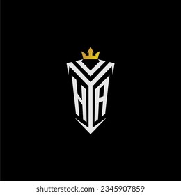 HA monogram logo initial for shield  crown style design