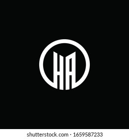 HA monogram logo isolated with a rotating circle