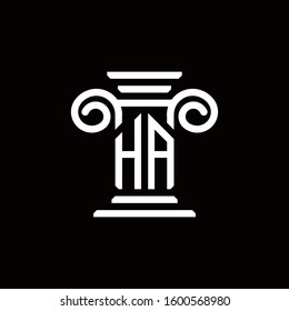 HA monogram logo with pillar style design template