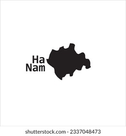 Ha Nam map and black lettering design on white background