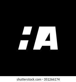 HA negative space letter logo black background