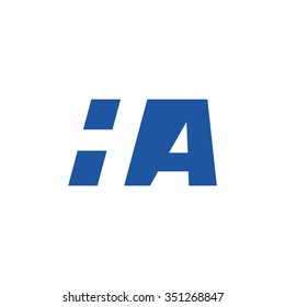 HA negative space letter logo blue