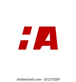 HA negative space letter logo red