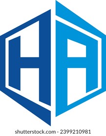 HA Polygon shape logo design, vector file logo icon, 