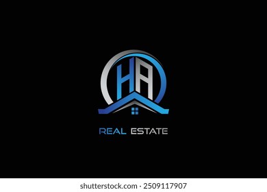 HA real estate letters logo design for construction or house. HA real estate letters logo Vector design