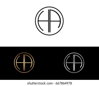 HA round circle shape initial letter logo