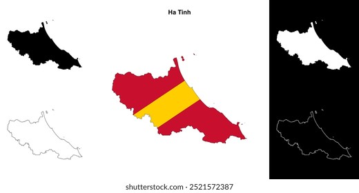 Ha Tinh blank outline map set