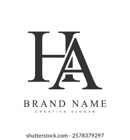 HA trendy logotype template. Initial letter h and a classic font style. Creative logo for company name or identity. Vector illustration.