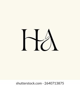 HA Wedding Monogram Logo. HA Elegant icon for beauty and aesthetic brands.